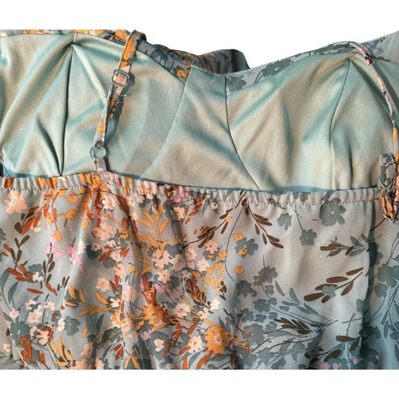 Lily Rose womens teal blue multi color floral, spaghetti strap hi-low dress XXL - Picture 7 of 10